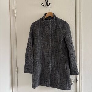 Express Women’s Size Small Wool Blend Salt & Pepper Tweed Open Front Coat